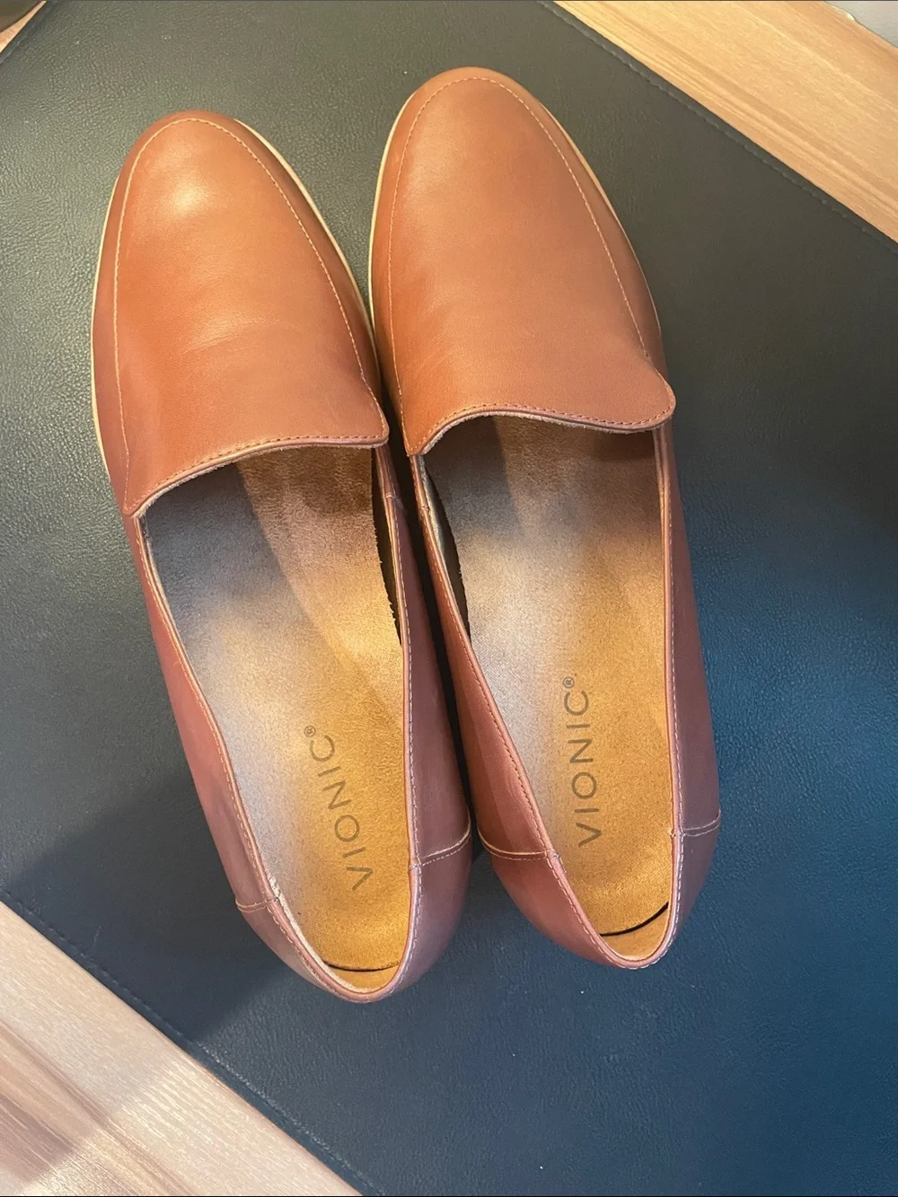 Vionic Chestnut Brown Leather Lug Sole Loafers - Picture 4 of 8
